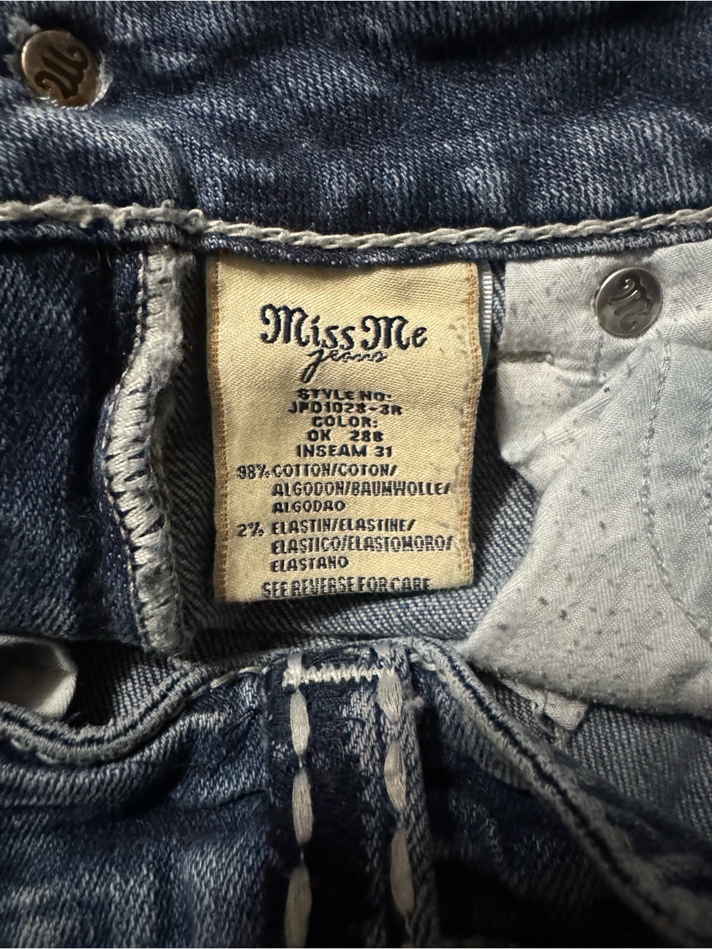 Miss Me Irene Boot Jeans Womens Size 26 Blue Stretch Bootcut Flap Pocket - Picture 4 of 4